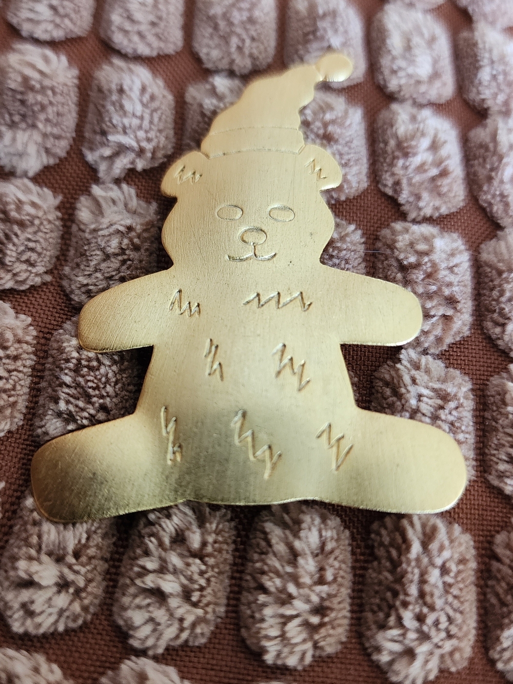 Goldtone Teddy Bear Brooch - Festive Pin by JJ (Jonette Jewelry) Cute Charming